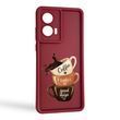 Чехол силиконовый Soft Touch с 3D принтом Чашка кофе для TECNO Spark 10C (KI5m) бордовый (Полная защита камеры)