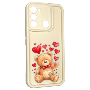 Чехол силиконовый оригинальный Soft Touch с 3D принтом милый мишка для TECNO Spark Go 2022 (KG5m) молочный (Полная защита камеры) 0043560 фото