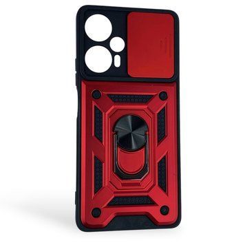 Чохол протиударний для Xiaomi Redmi Note 12 Turbo з магнітною пластиною зі шторкою на камері червоний 0051008 фото