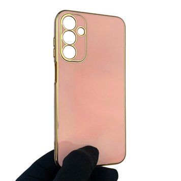 Чохол для Samsung Galaxy A15 (SM-A155M) глянцевий із захистом камери із золотою окантовкою на самсунг а15 пудровий gs1 0019704 фото