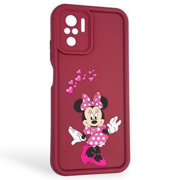 Чехол силиконовый оригинальный Soft Touch с 3D принтом волшебной минни маус для Xiaomi Poco M5s бордовый (Полная защита камеры) 0050061 фото