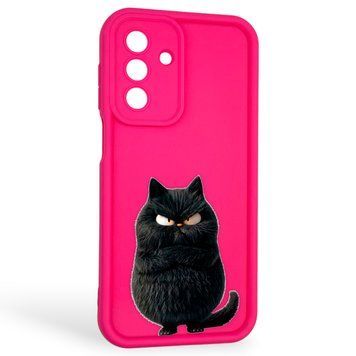 Чехол силиконовый оригинальный Soft Touch с 3D принтом злой котик для Samsung Galaxy A17 5G (SM-A175F) малиновый (Полная защита камеры) 0046402 фото