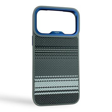 Чехол Kajsa Resort Gradient Stripe для iPhone 18 Pro Max синий Blue Mix (MagSafe, металлическое кольцо камеры, премиум) 0062147 фото