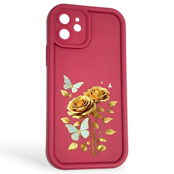 Чохол силіконовий Soft Touch з 3D принтом жіночим для Apple iPhone 12 бордовий (Повний захист камери) 0042453 фото