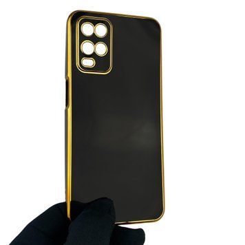 Чехол для Oppo A54 4G с защитой камеры с золотой окантовкой на оппо а54 черный gs1 0019572 фото