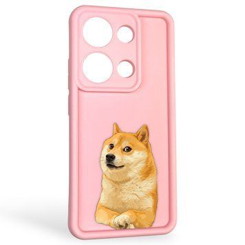 Чехол силиконовый оригинальный Soft Touch с 3D принтом мема сибу для Xiaomi Poco M6 Pro 4G розовый (Полная защита камеры) 0047939 фото