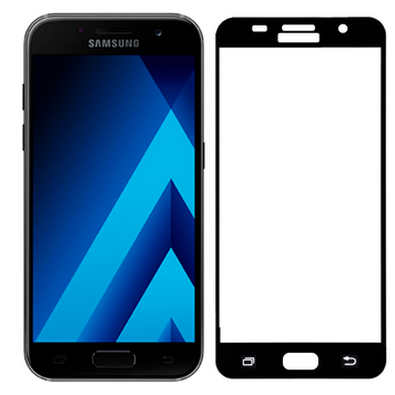 Защитное стекло для телефона Samsung Galaxy A3 2017 (SM-A320F) противоударное на самсунг а3 2017 черное 0038296 фото