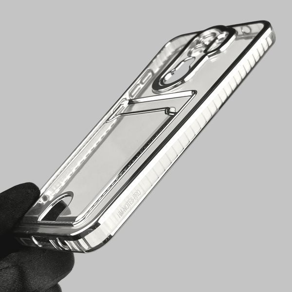 Чехол для Xiaomi Redmi Note 8 Pro с серебряной окантовкой с карманом для карт на редми нот 8 про серебряный 0013171 фото