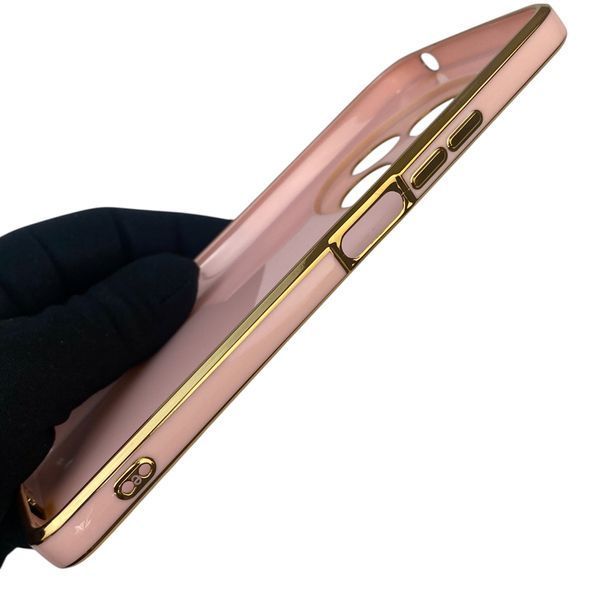 Чехол для Xiaomi Poco C75 с кольцом MagSafe с золотой окантовкой на сяоми поко с75 пудровый gs1 0022958 фото