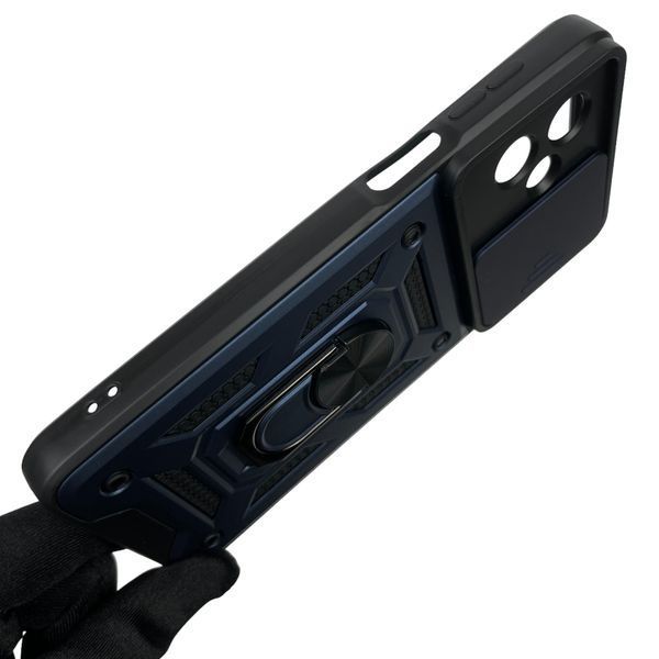 Чохол для Motorola G55 (PB5U0011RS) броньований з кільцем зі шторкою на камеру на моторола г55 темно-синій rg1 0013636 фото