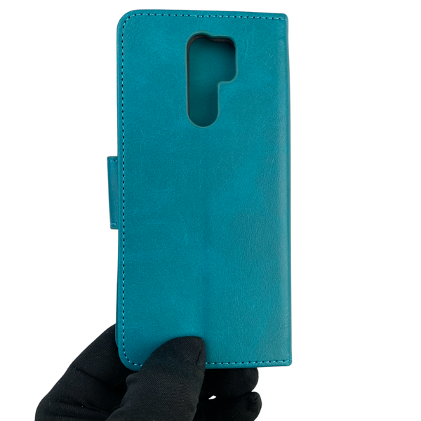 Чехол-книжка для телефона Xiaomi Redmi 9 кожанная с магнитной застежкой на сяоми редми 9 бирюзовая 0025388 фото