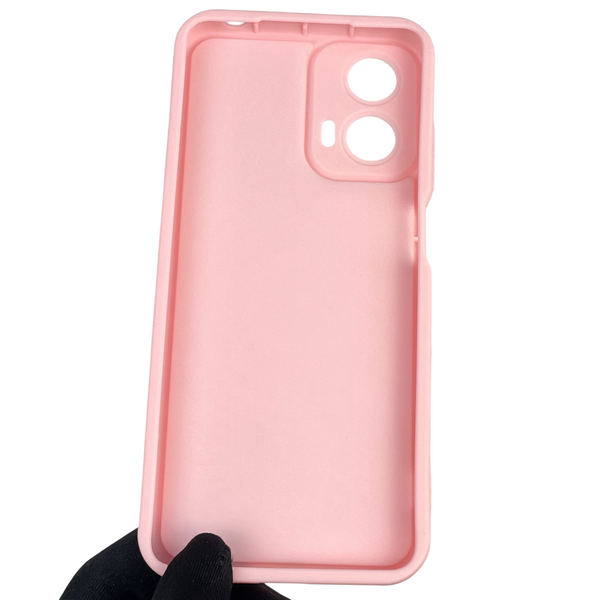 Чехол силиконовый Soft Touch с 3D принтом Майнкрафт для Motorola Moto G04s розовый (Полная защита камеры) 0041003 фото