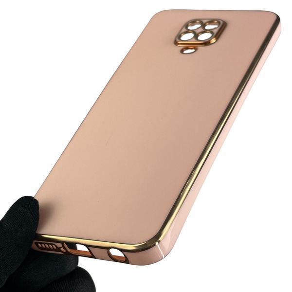 Чохол для Xiaomi Redmi Note 9 Pro глянсовий із золотою окантовкою із захистом камери на сяомі редмі нот 9 про 0008334 фото