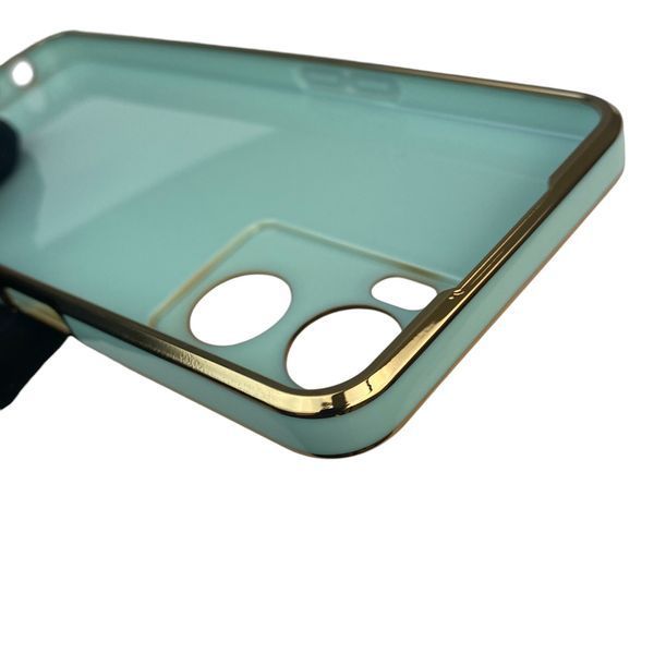 Чехол для OPPO A77s 4G с кольцом-подставкой с золотой окантовкой на оппо а77с бирюзовый gs1 0020994 фото