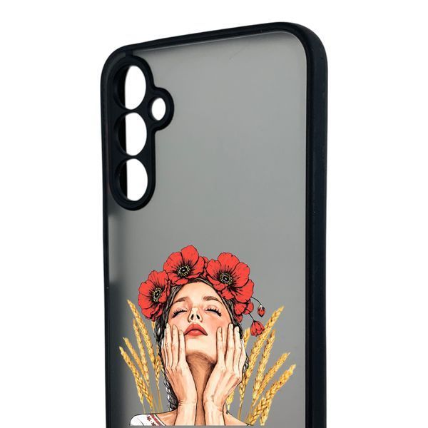 Чехол для телефона Samsung Galaxy A24 (SM-A245F) с 3D принтом девушка маки колоски с высокими бортами черный 0059253 фото