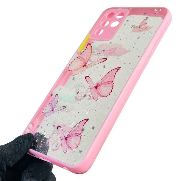 Чехол для ZTE Blade V30 Vita с блёстками с бабочками на зте блейд в30 вита розовый 0037776 фото