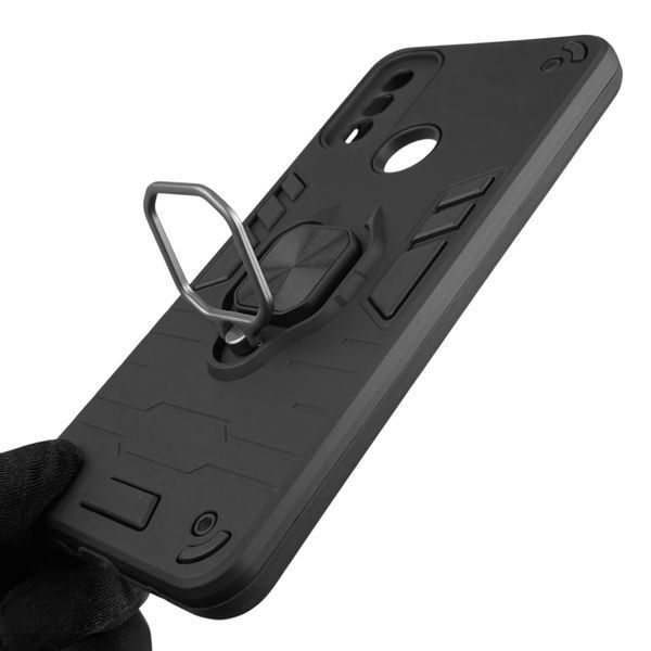 Чехол для телефона Motorola Moto E20 бронированный с магнитным кольцом-держателем на моторола е20 чёрный 0025632 фото