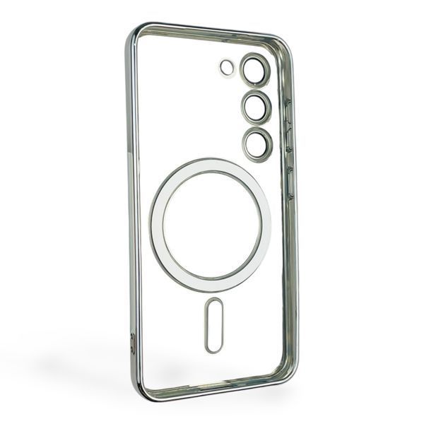 Чехол для Samsung Galaxy S23 (SM-S911B) с линзами на камере с MagSafe на самсунг с23 серебряный 0034507 фото