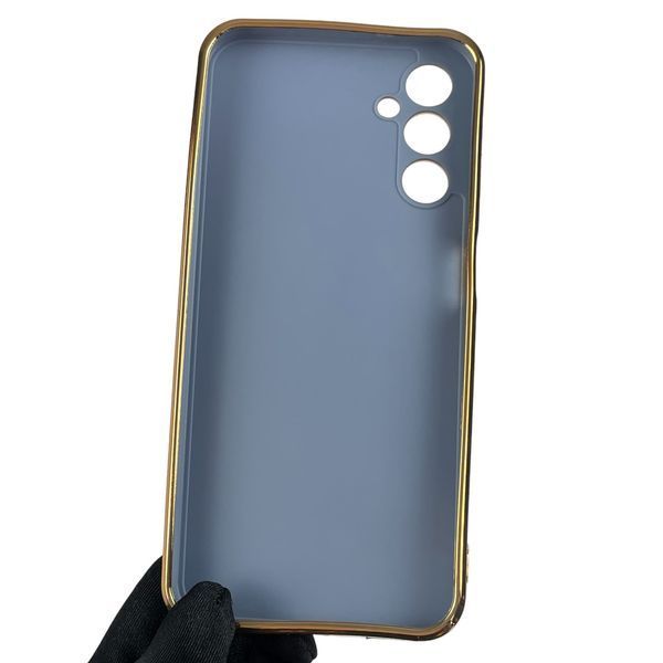 Чохол для Samsung Galaxy A14 5G SM-A146 глянсовий із золотою окантовкою із захистом камери на самсунг а14 синій 0000185 фото
