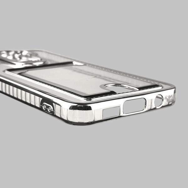 Чехол для Xiaomi Redmi Note 8 Pro с серебряной окантовкой с карманом для карт на редми нот 8 про серебряный 0013171 фото