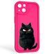 Чохол силіконовий оригінальний Soft Touch з 3D принтом злого кота для Apple iPhone 13 малиновий (Повний захист камери) 0046201 фото 1