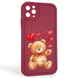 Чехол силиконовый оригинальный Soft Touch с 3D принтом милый мишка для Apple iPhone 11 Pro Max бордовый (Полная защита камеры) 0043181 фото 1