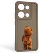 Чехол силиконовый оригинальный Soft Touch с 3D принтом смешного теда мишки для Xiaomi Redmi Note 14S коричневый (Полная защита камеры)