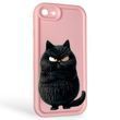 Чохол силіконовий Soft Touch з 3D принтом злого кота для Apple iPhone SE 2020 рожевий (Повний захист камери) 0047232 фото