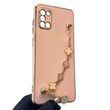 Чохол для телефона Samsung Galaxy A31 (SM-A315F) жіночій із ремінцем з прикрасами та золотою окантовкою на самсунг а31 пудровий gs1 0016222 фото