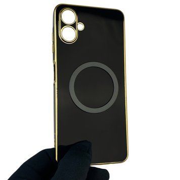 Чехол для Samsung Galaxy A06 SM-A065 с кольцом MagSafe с золотой окантовкой на самсунг а06 черный gs1 0021438 фото