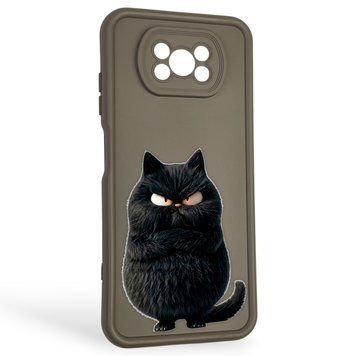 Чохол силіконовий оригінальний Soft Touch з 3D принтом злого кота для Xiaomi Poco X3 Pro коричневий (Повний захист камери) 0046604 фото
