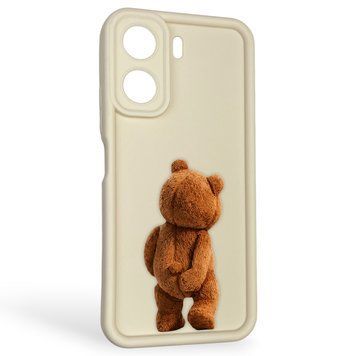 Чохол силіконовий оригінальний Soft Touch з 3D принтом кумедний тед ведмідик для Xiaomi Redmi 13C молочний (Повний захист камери) 0048876 фото
