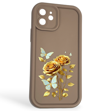 Чохол силіконовий Soft Touch з 3D принтом жіночим для Apple iPhone 12 коричневий (Повний захист камери) 0042454 фото