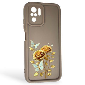 Чехол силиконовый Soft Touch с 3D принтом женским для Xiaomi Redmi Note 10s коричневый (Полная защита камеры) 0043025 фото