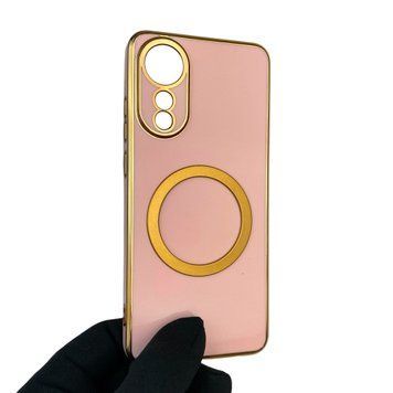 Чехол для OPPO A78 4G с кольцом MagSafe с золотой окантовкой на оппо а78 пудровый gs1 0022227 фото