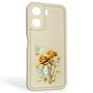 Чохол силіконовий Soft Touch з 3D принтом жіночим для Xiaomi Poco C65 молочний (Повний захист камери) 0042938 фото
