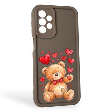 Чехол силиконовый Soft Touch с 3D принтом милый мишка для Samsung Galaxy A23 5G коричневый (Полная защита камеры) 0044789 фото