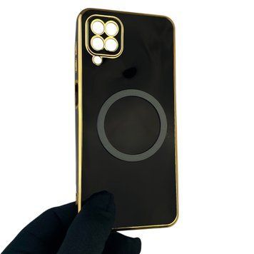 Чехол для Samsung Galaxy M12 SM-M127F с кольцом MagSafe с золотой окантовкой на самсунг м12 черный gs1 0021938 фото