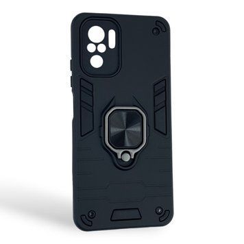 Чохол для телефона Xiaomi Redmi Note 10 броньований з магнітним кільцем та захистом камери чорний 0051223 фото