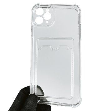 Чохол для Apple iPhone 11 Pro Max з бронь кутами з кишенею для карток k-pop на айфон 11 про макс прозорий 0002038 фото