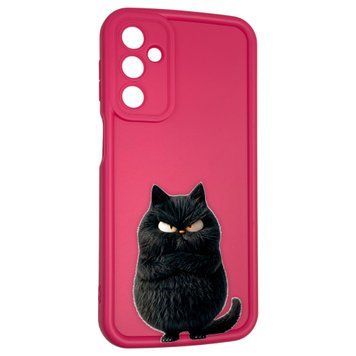 Чехол силиконовый оригинальный Soft Touch с 3D принтом злой котик для Samsung Galaxy M34 5G (SM-M346) малиновый (Полная защита камеры) 0046554 фото