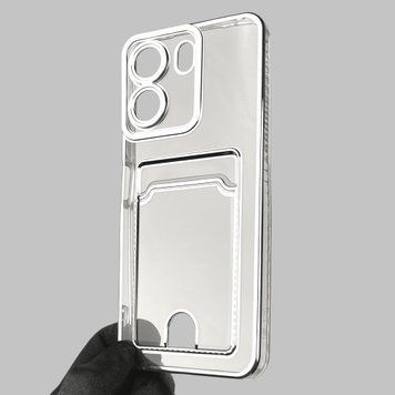 Чохол для Xiaomi POCO C65 зі срібною окантовкою з кишенькою для карток на сяомі поко с65 срібний 0013231 фото