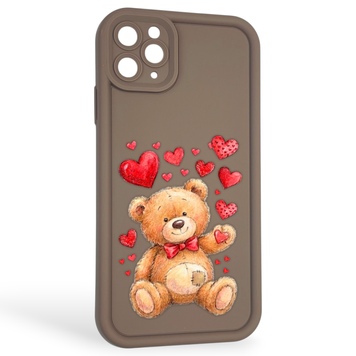 Чехол силиконовый оригинальный Soft Touch с 3D принтом милый мишка для Apple iPhone 11 Pro Max коричневый (Полная защита камеры) 0043182 фото