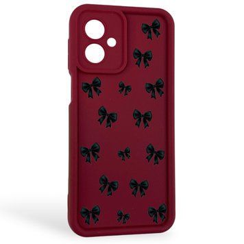 Чохол силіконовий Soft Touch з 3D принтом для Motorola G54 бордовий (Повний захист камери) 0057358 фото