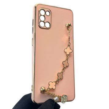 Чехол для телефона Samsung Galaxy A31 (SM-A315F) женский с ремешком и украшениями и золотой окантовкой на самсунг а31 пудровый gs1 0016222 фото