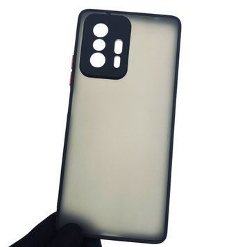 Чехол для Xiaomi 11T противоударный полупрозрачный с высокими бортами защитой камеры на сяоми 11т чёрный 0000941 фото