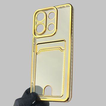 Чохол для Xiaomi Redmi Note 13 4G із золотою окантовкою з кишенькою для карток на сяомі редмі нот 13 золотий 0013163 фото