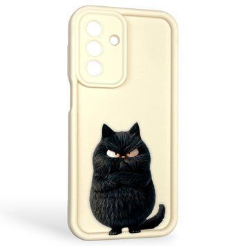 Чехол силиконовый оригинальный Soft Touch с 3D принтом злой котик для Samsung Galaxy A17 5G (SM-A175F) молочный (Полная защита камеры) 0046403 фото