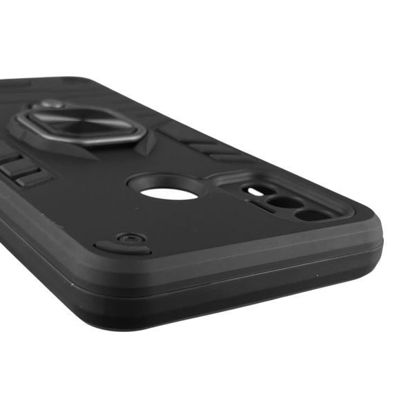 Чехол для телефона Tecno Spark 7 (KF6n) бронированный с магнитным кольцом-держателем на техно спарк 7 чёрный 0025764 фото