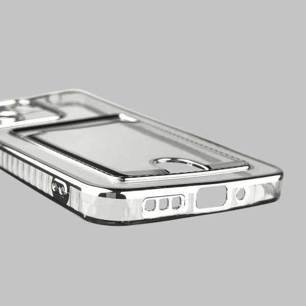 Чохол для Xiaomi POCO C65 зі срібною окантовкою з кишенькою для карток на сяомі поко с65 срібний 0013231 фото